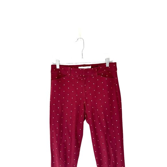 Old Navy Burgundy Rose Gold Polka Dot Mid-Rise Pixie Ankle Pants Size 4 Tall - Picture 5 of 14
